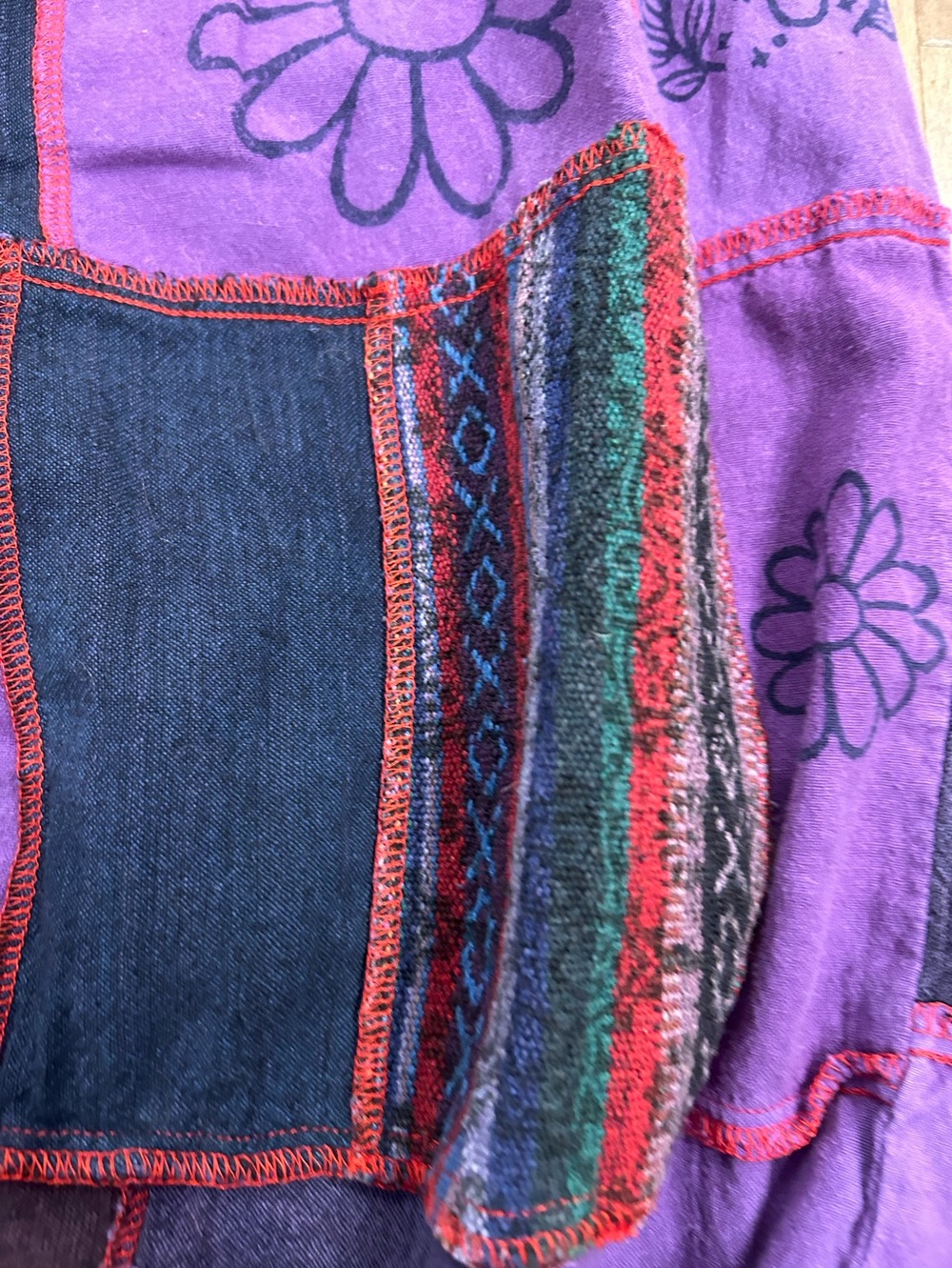 Karma Nepal Crafts purple patchwork boho jogger baggy pants small - Picture 4 of 8